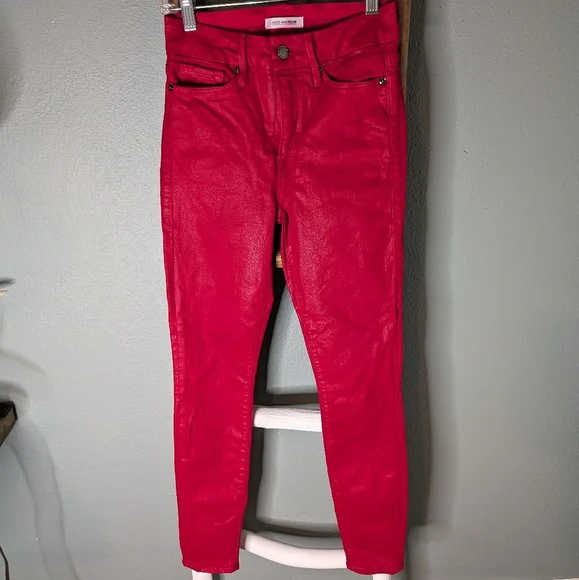 Good American Good Waist shiny red skinny 0/25 - Picture 1 of 8